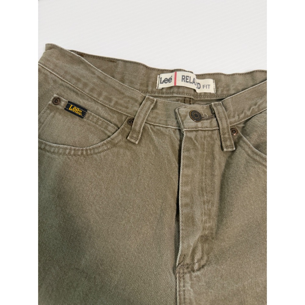 Lee Relaxed Fit Jeans Mens 30x30 Olive Green Khaki Cotton Denim Straight Leg